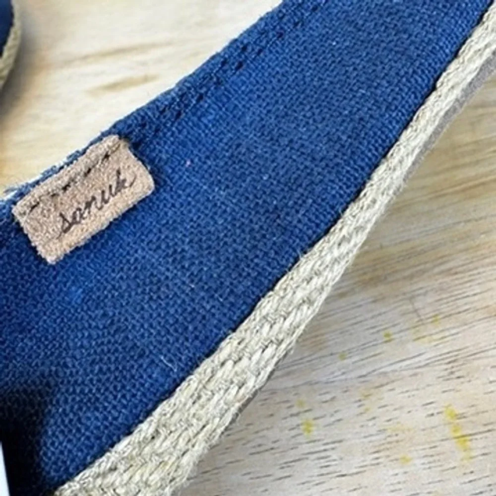 Sanuk Espie Slip On Espadrille‎ Women 6.5 Navy Yoga Mat Comfort Coastal Boho